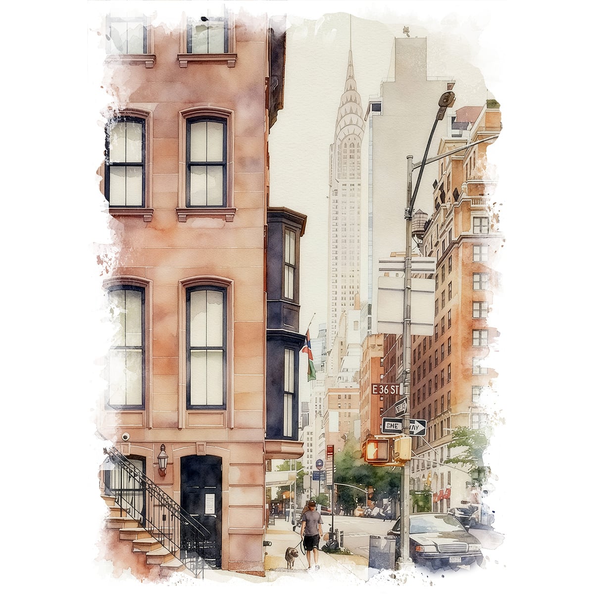 絵画 風景画(街並み) アメリカ ニューヨーク クライスラービルディング
