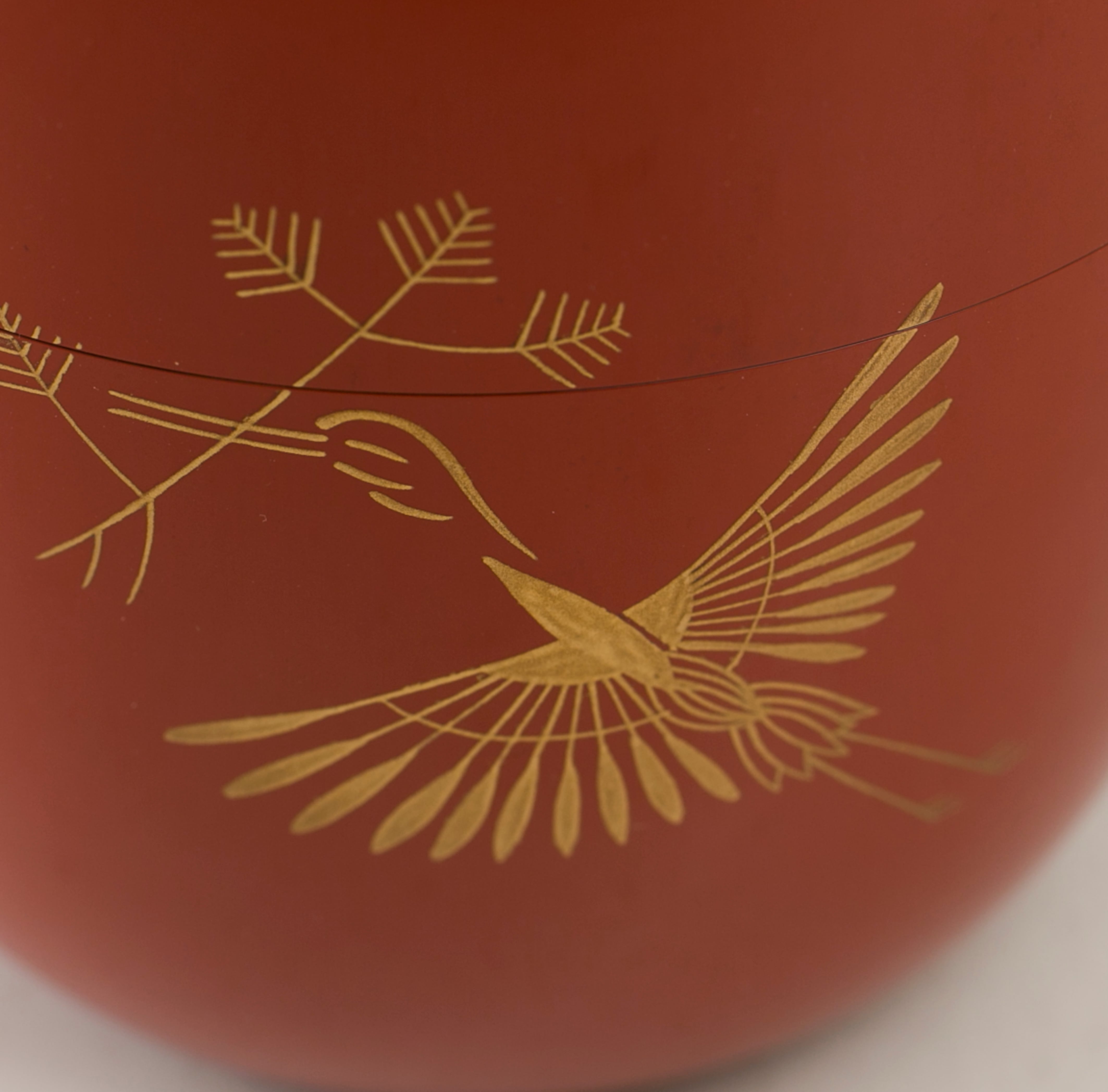 松喰鶴 蒔絵 朱塗 内銀地 棗 大多尾重則 茶入 茶器 吉祥文様 もてなし