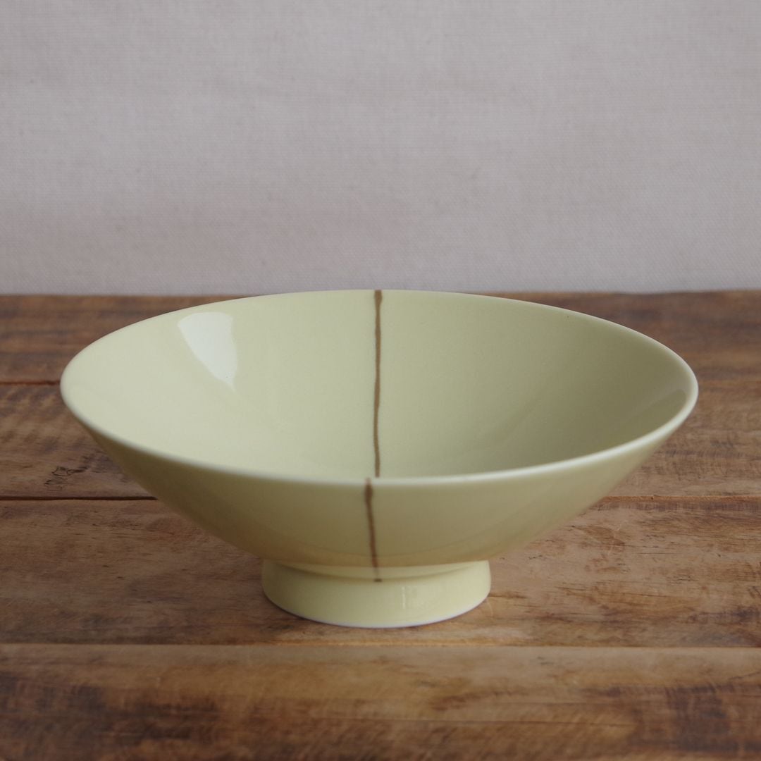 新品】 白山陶器 波佐見焼 平茶碗 飯碗 YI-17 イエロー ブラウン 一