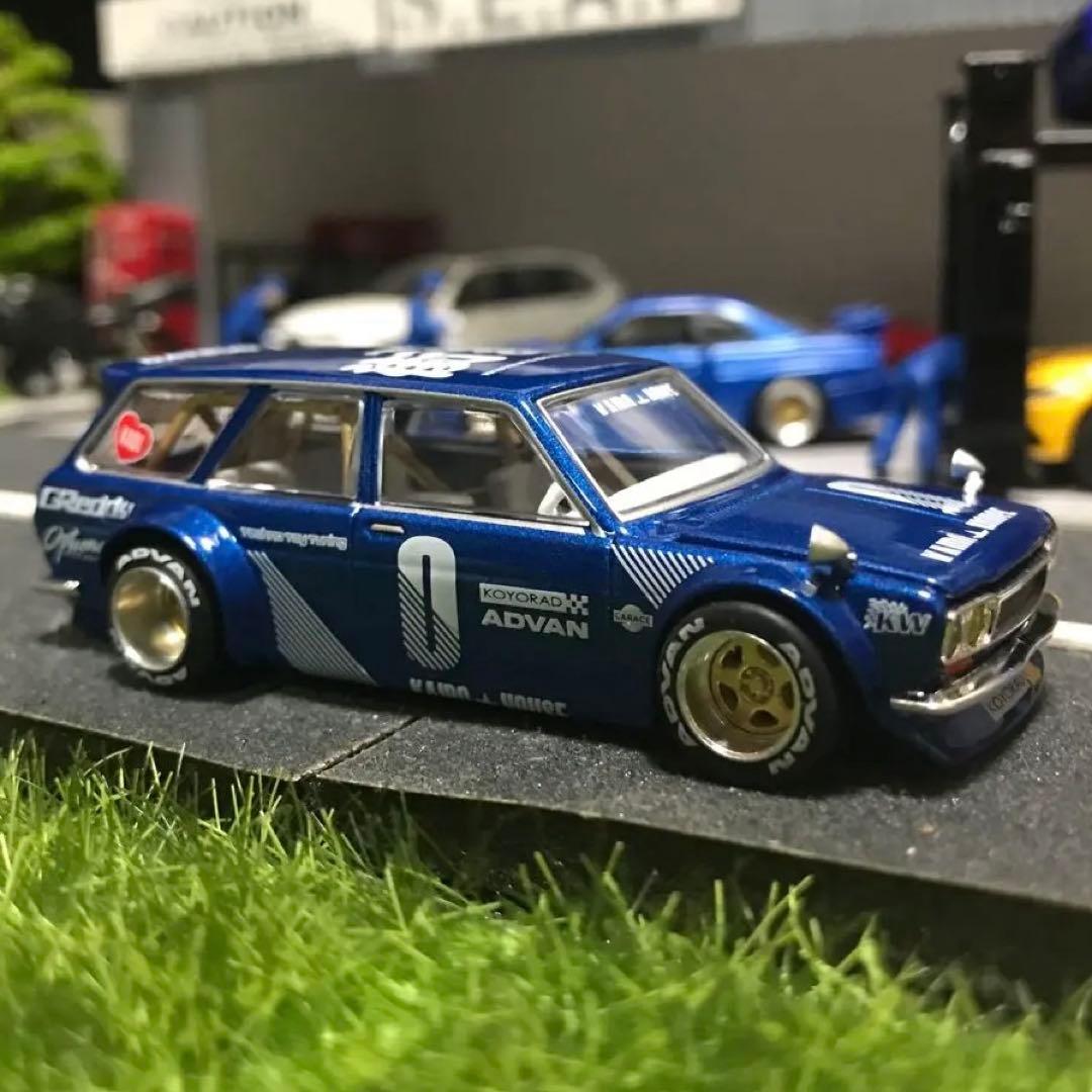 miniGT ダットサンKAIDO 510ワゴン　ブルー　開封品 KAIDO☆HOUSE x MINI GT 1/64 DATSUN 510 CARBON WAGON V3- ミニカー